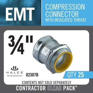 Halex 34 in. Electrical Metallic Tube (EMT) Compression Connectors with Insulated Throat (25-Pack) 82307B