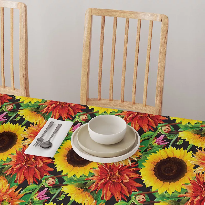 Square Tablecloth， 100% Polyester， 60x60， Sunflower Garden