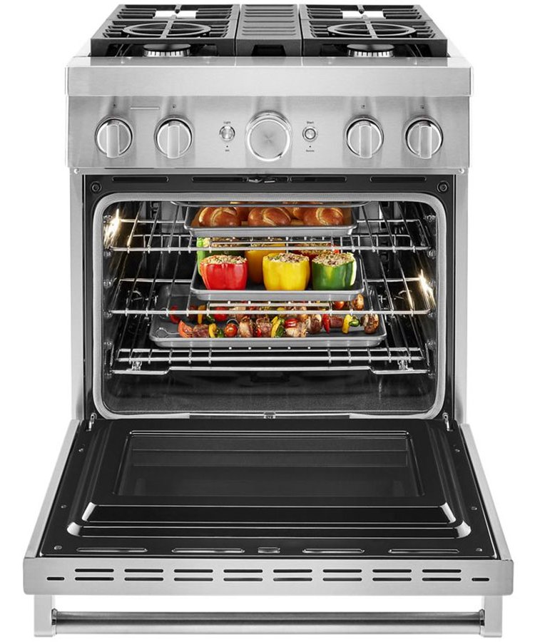 KitchenAid 30'' Stainless Steel Smart Commercial-Style Dual Fuel Range With 4 Burners