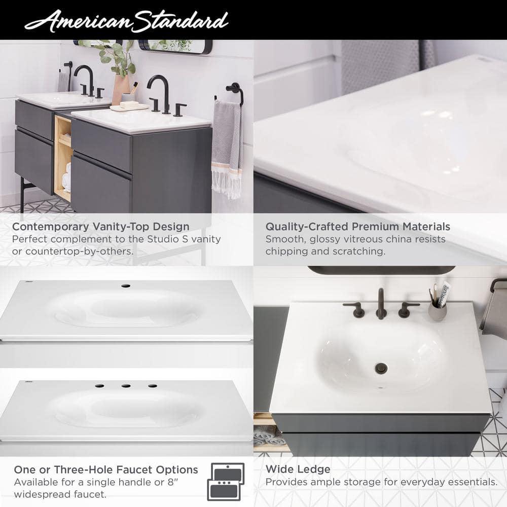 American Standard Studio S 33 in Bathroom Vanity Sink Top with 8 in Faucet Holes in White