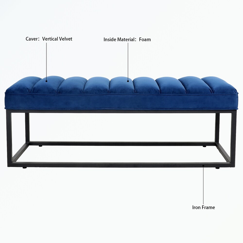 Metal Base Upholstered Bench for Bedroom and Entryway