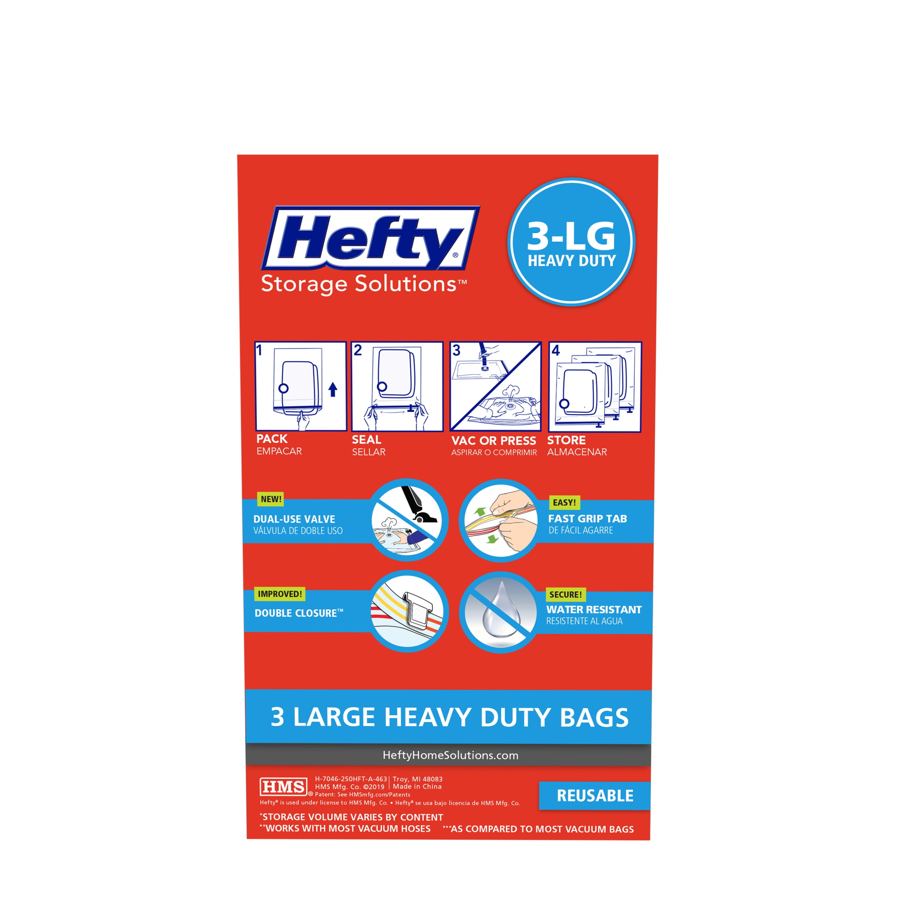 Hefty SHRINK-PAK 3 Large Heavy Duty Bags