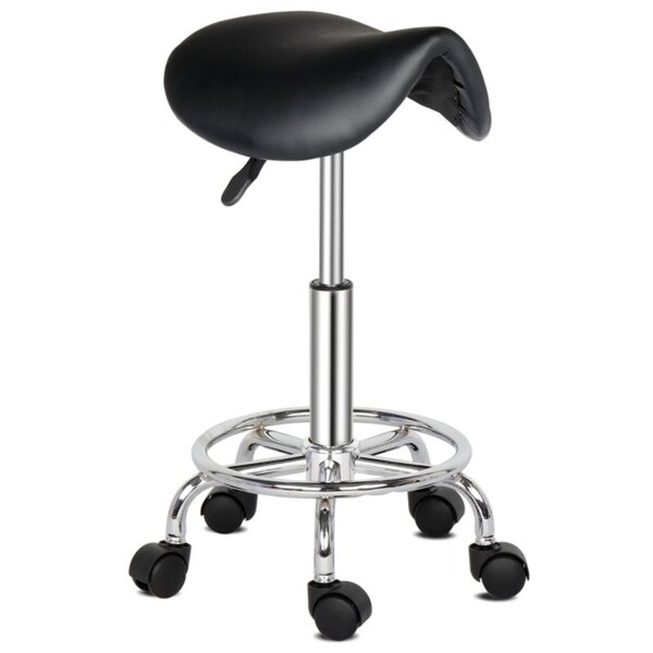 Saddle Stool Ha Ha Feet Rotation Bar Stool Black - (37 x 34 x 51-65)cm (L x W x H)