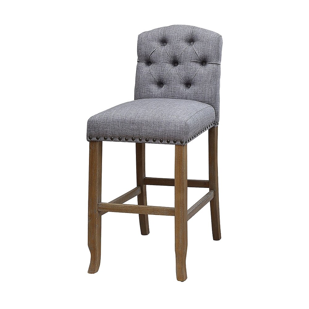 Hail Rustic Fabric Tufted Bar Height Chairs (Set of 2) by Furniture of America