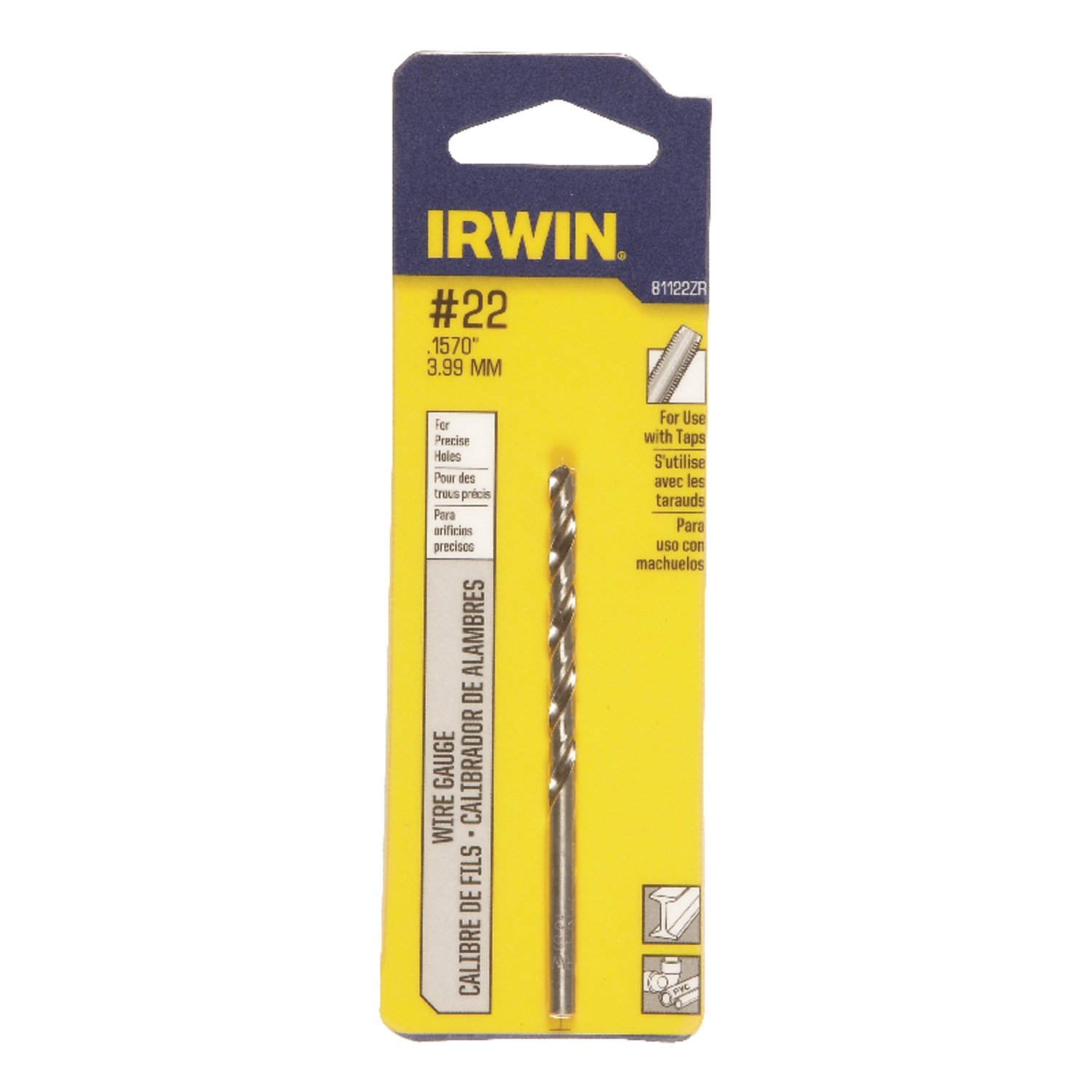 Irwin #22 X 3-1/8 in. L High Speed Steel Wire Gauge Bit 1 pc