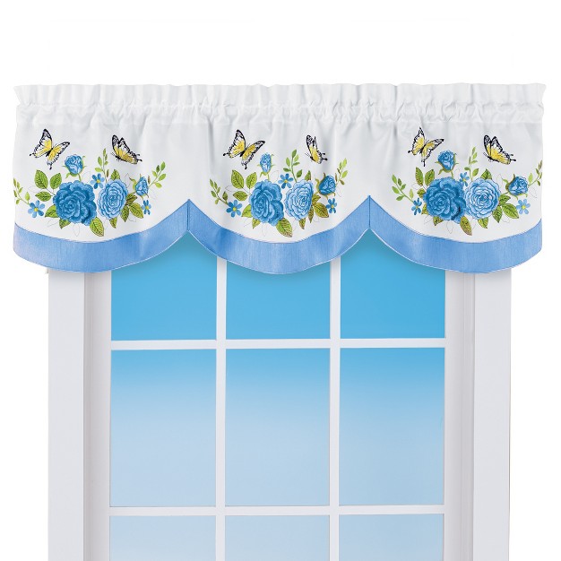 Collections Etc Rose Butterfly Scallop Valance