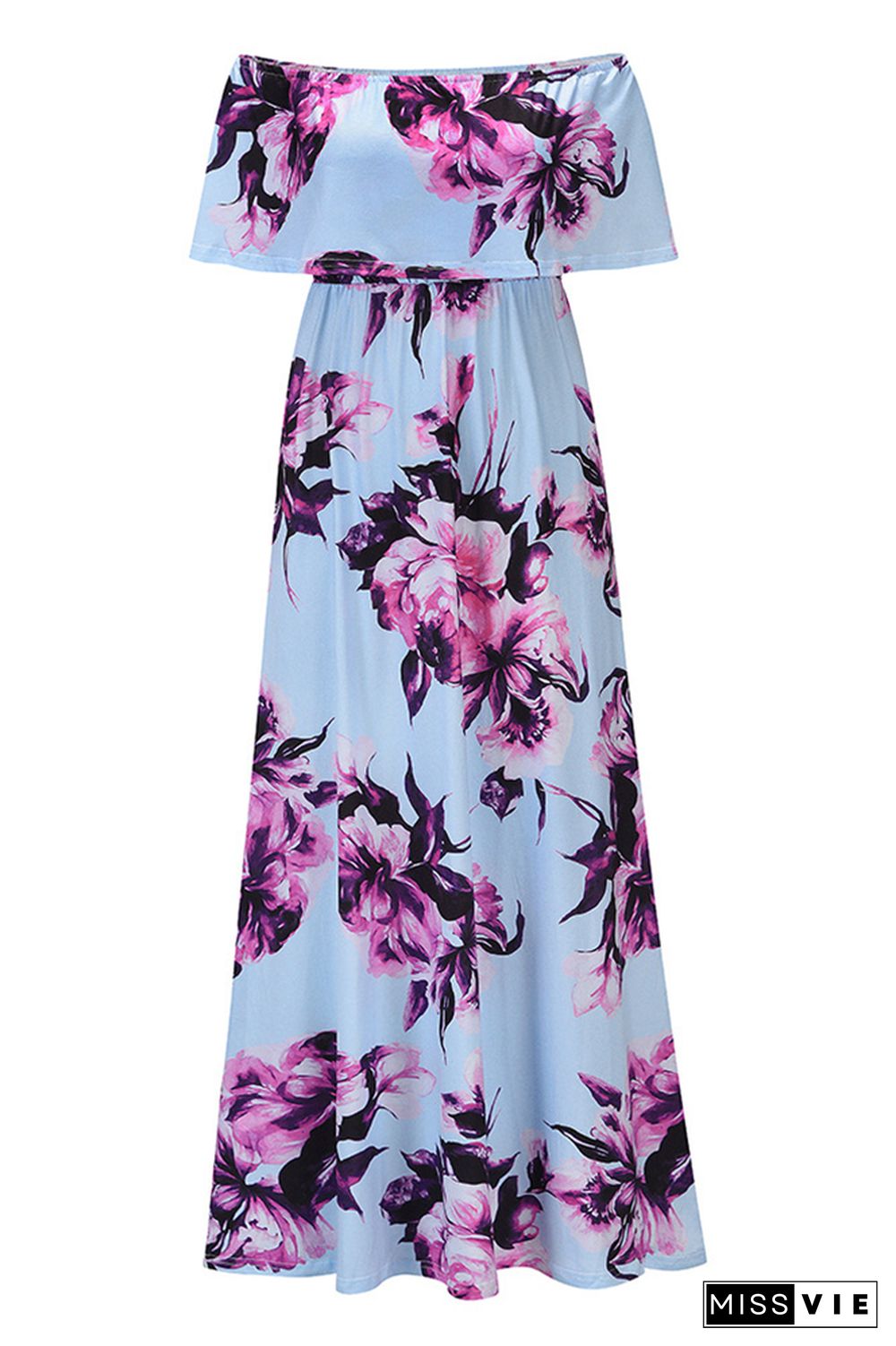 Floral Print Off-shoulder Bohemian Maxi Dress