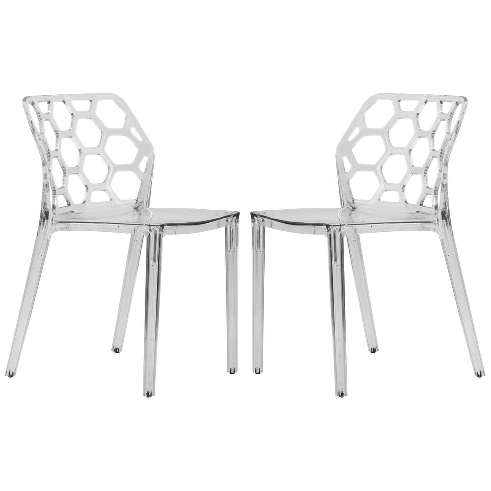 Dynamic Honeycomb Plastic Stackable Dining Side Chair Set of 2 by LeisureMod