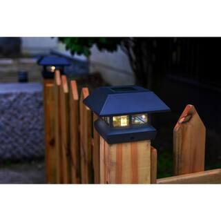 Veranda 4 in. x 4 in. (3.5 x 3.5 Post Size) 7 Lumens Black Plastic Solar Post Cap 2211-F11B7