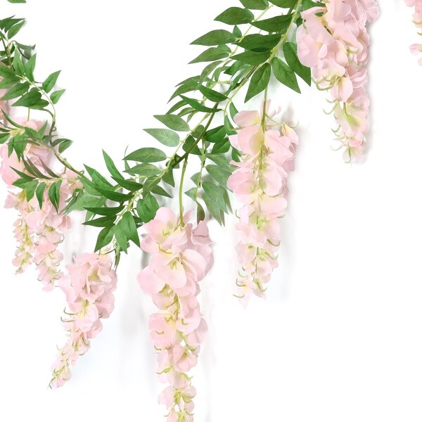 Set of 2 Blush Pink Artificial Wisteria Flower Garland Hanging Vine 6ft