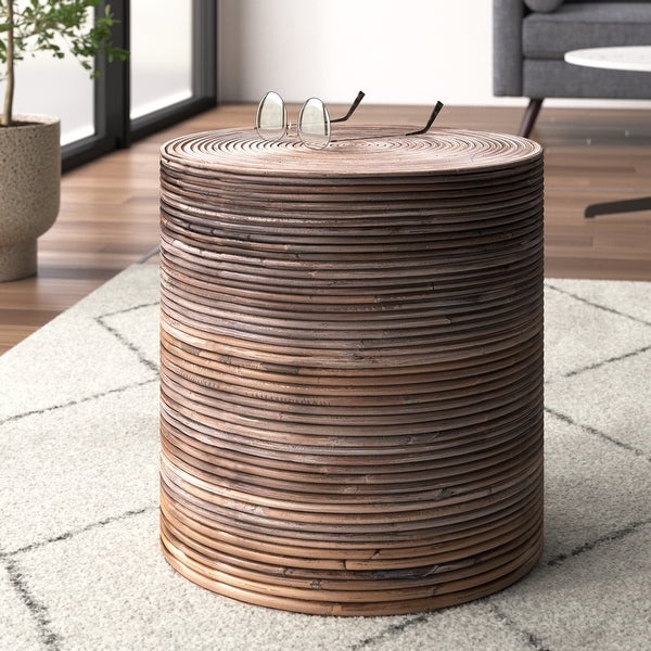 Roxas Woven Rattan Round Stool.