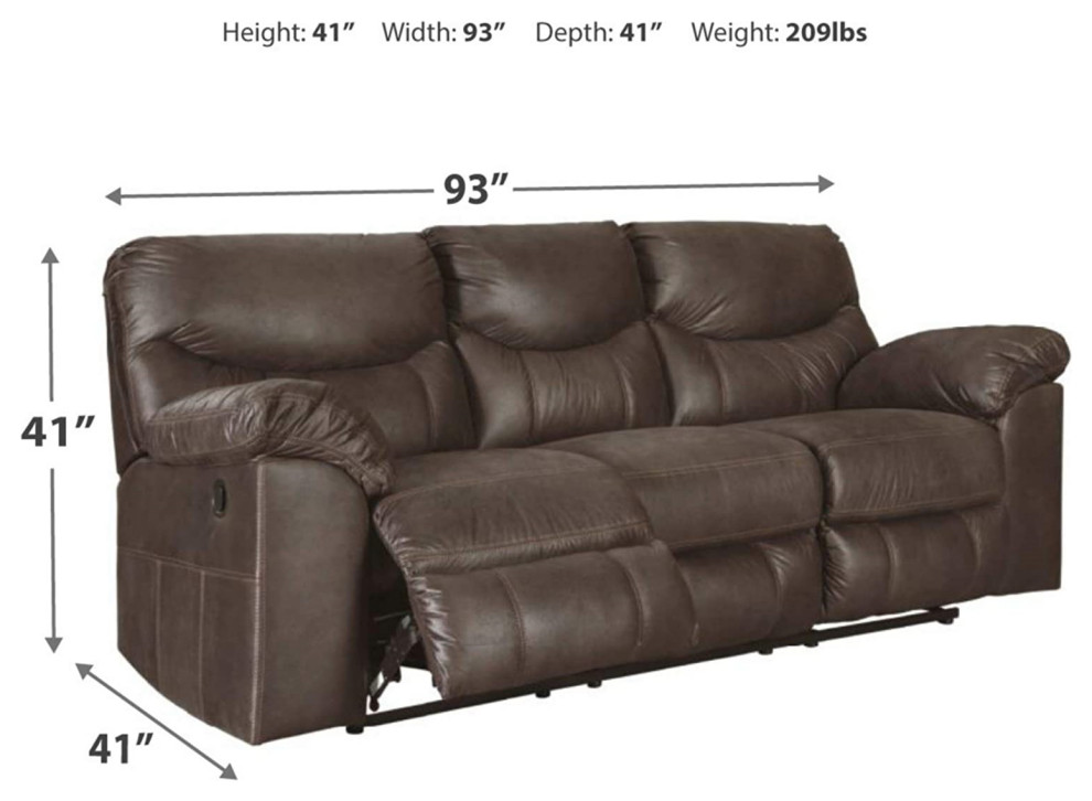 Modern Reclining Sofa  Manual Design With Oversized PU Leather Seat  Dark Brown   Contemporary   Sofas   by Decor Love  Houzz