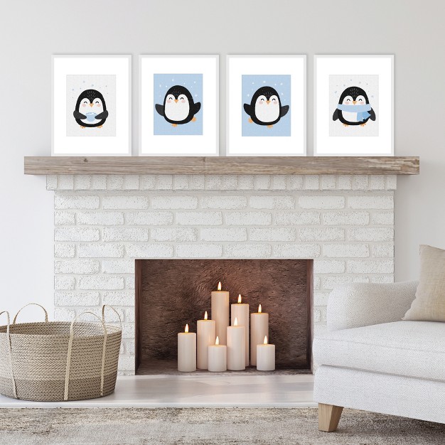 Big Dot Of Happiness Winter Penguins Unframed Holiday And Christmas Linen Paper Wall Art Set Of 4 Artisms 8 X 10 Inches