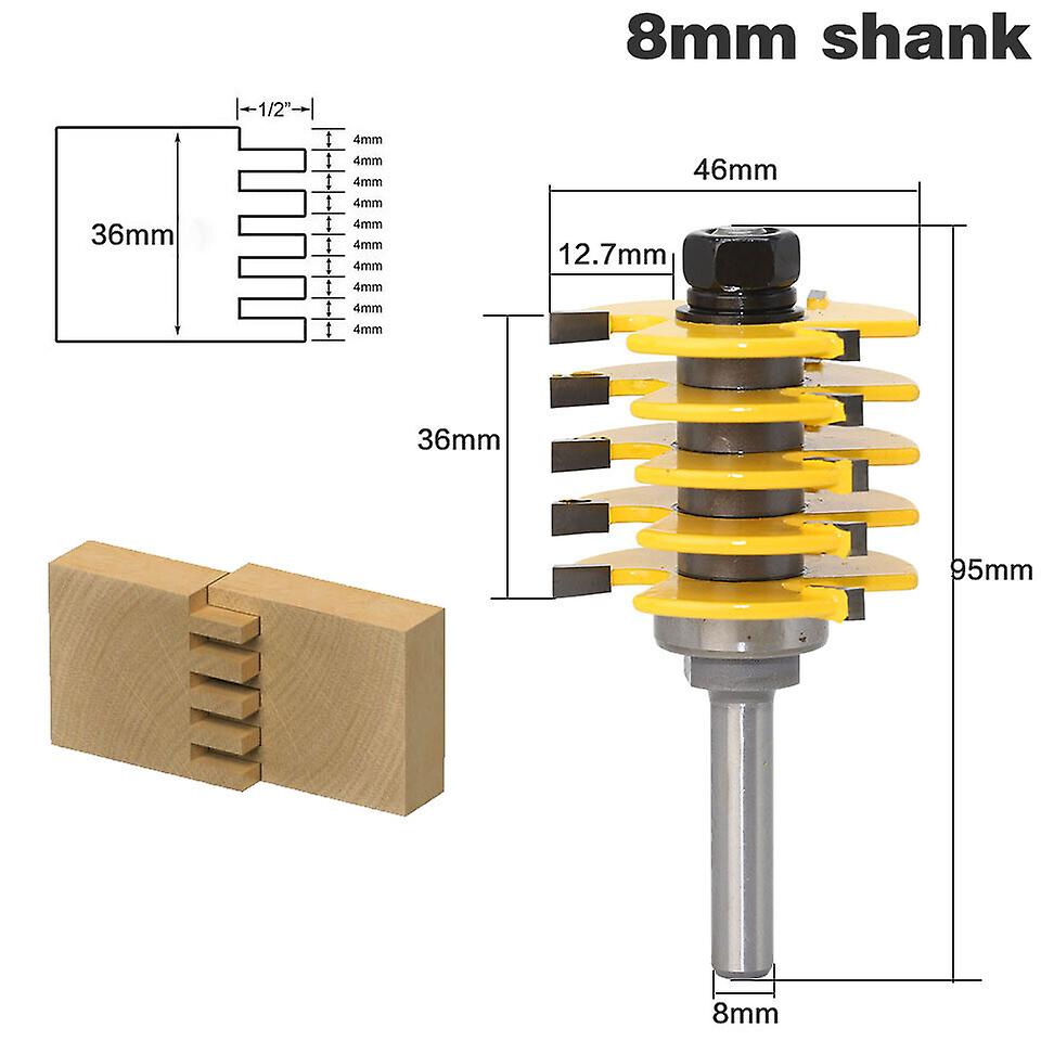 Woodworking Milling Knife Finger Joint Knife 8mm Shank Panel Knife Tenon Knife Wood Miller Milling Tool Wooden Block Plate Joint Milling Bit