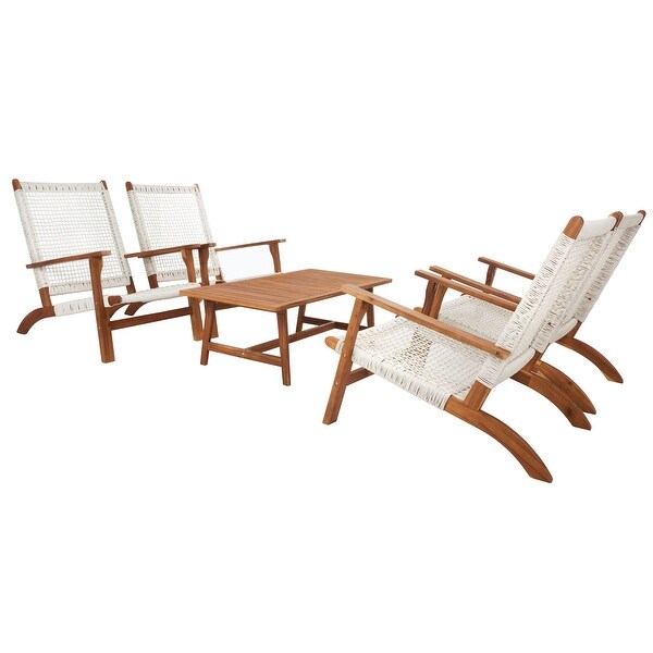 SAFAVIEH Outdoor Deven 5Piece Acacia Wood Coffee Set.