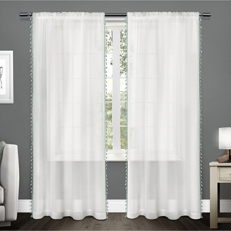 Exclusive Home 2-pack Tassels Embellished Sheer Window Curtains