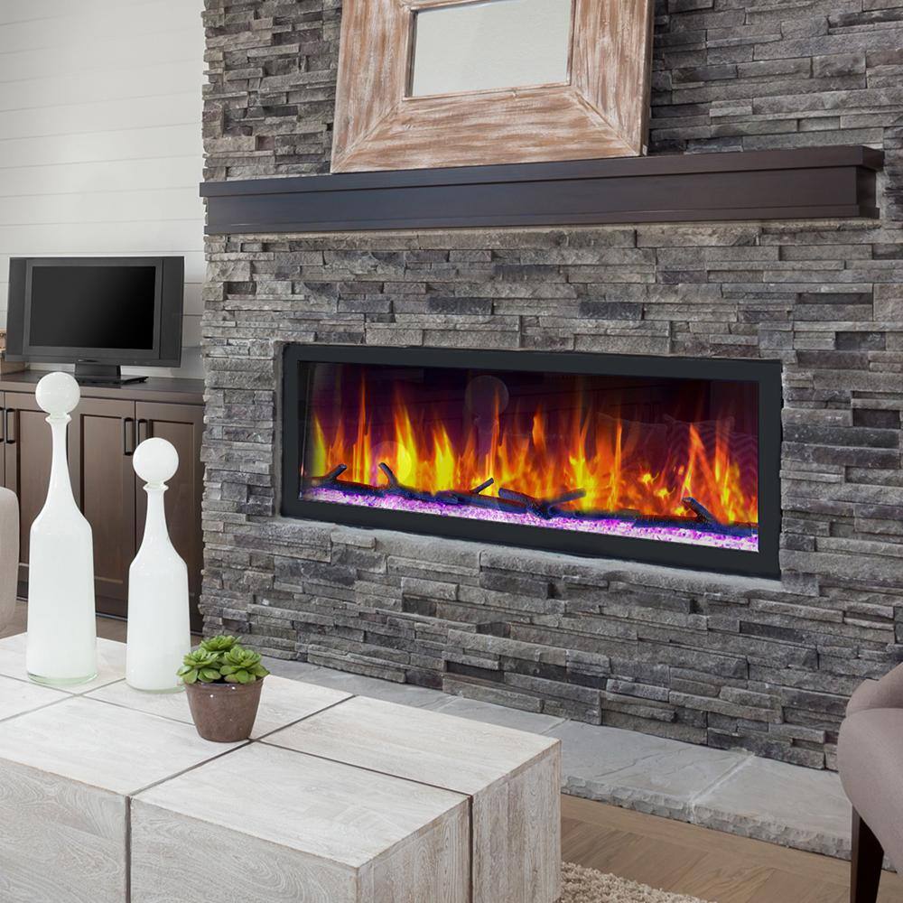 Dynasty Fireplaces 52 in. Cascade Flush-Mount LED Electric Fireplace in Black DY-BTX52