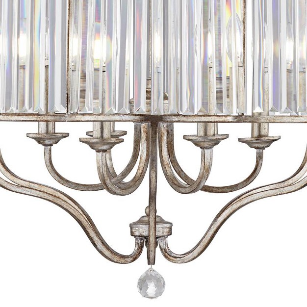 Wide French Crystal Glass 6 light Fixture For Dining Room House Foyer Kitchen Island