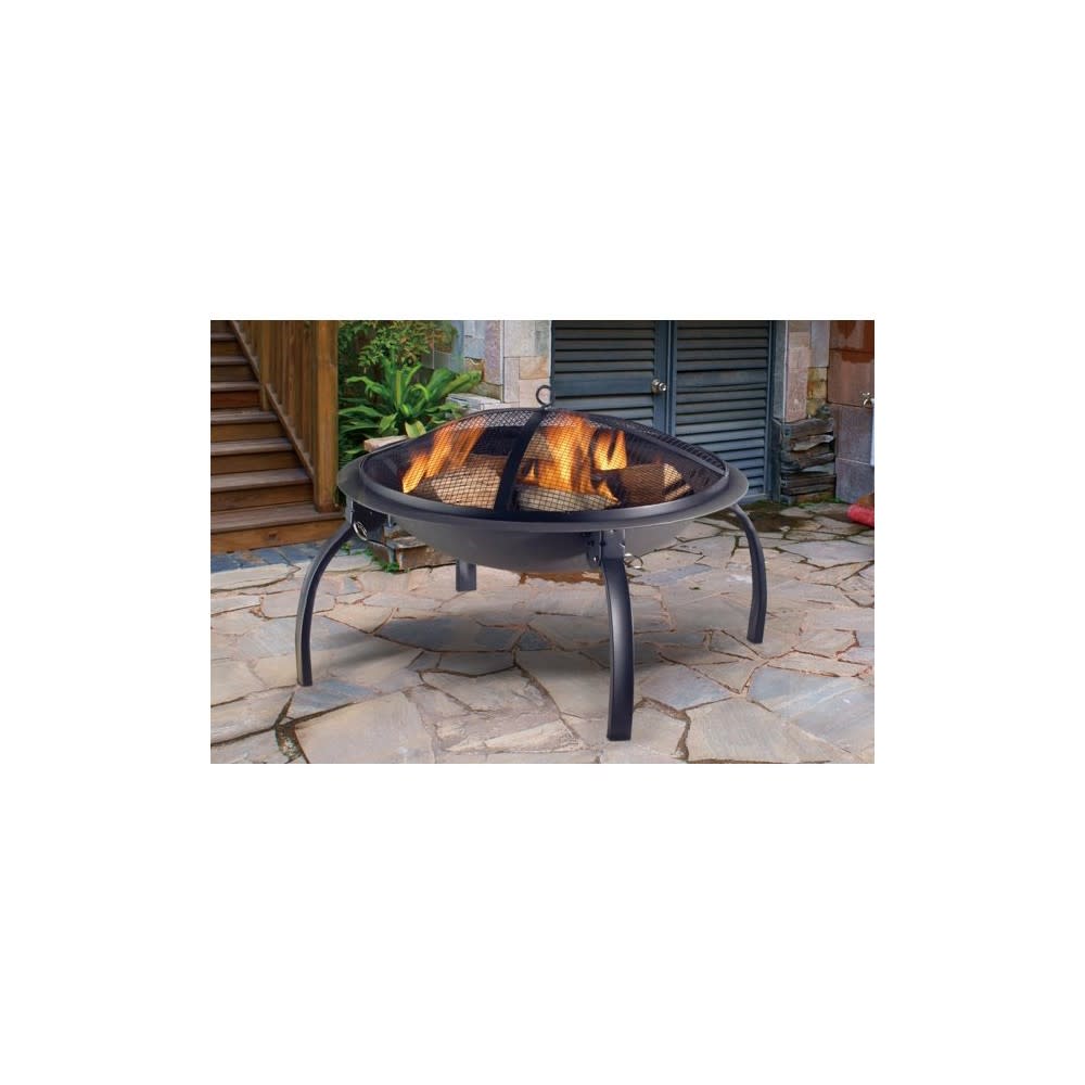 Living Accents Round Wood Fire Pit Black Steel Portable ;