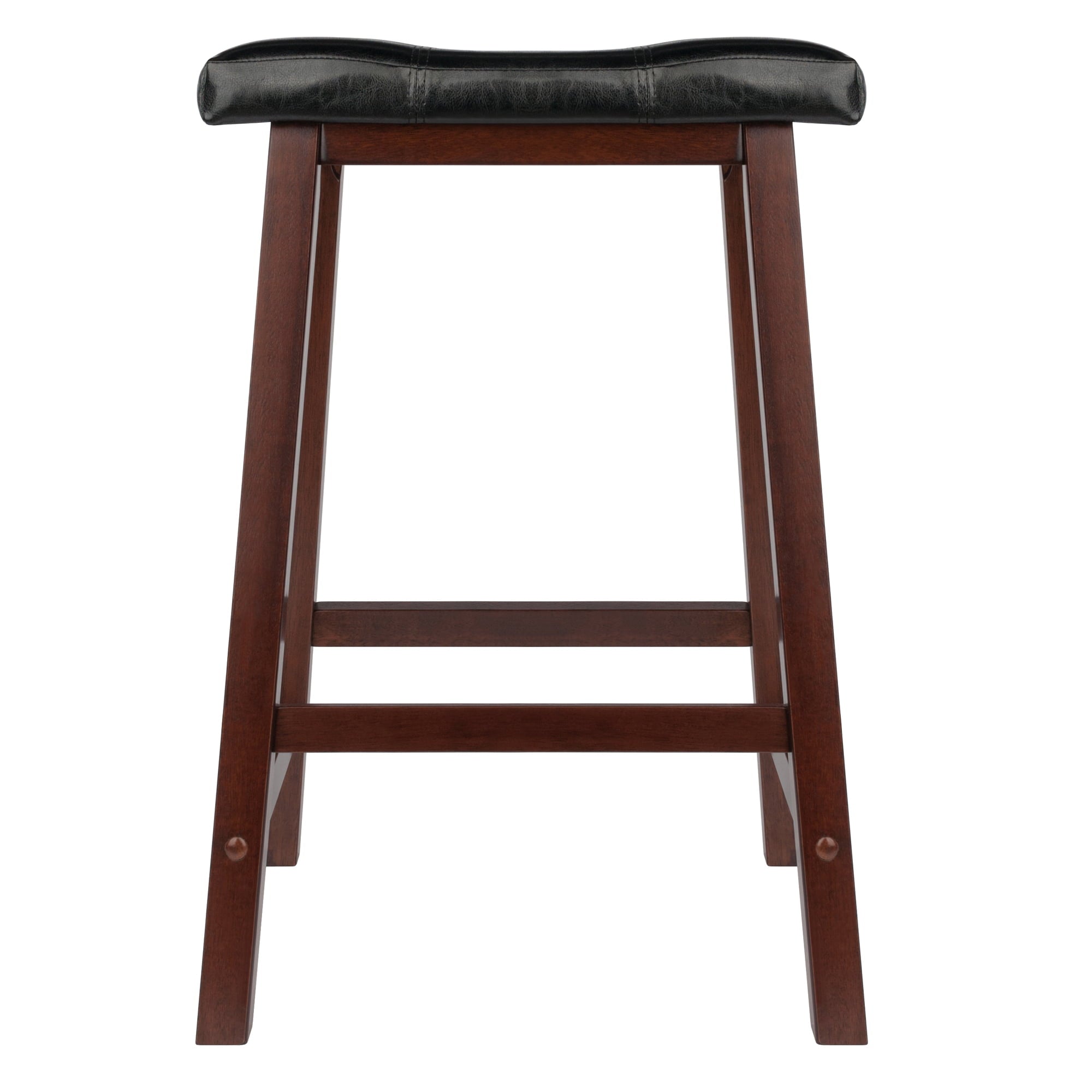 Winsome Wood Mona Cushion Saddle Seat Counter Stool， Black and Walnut