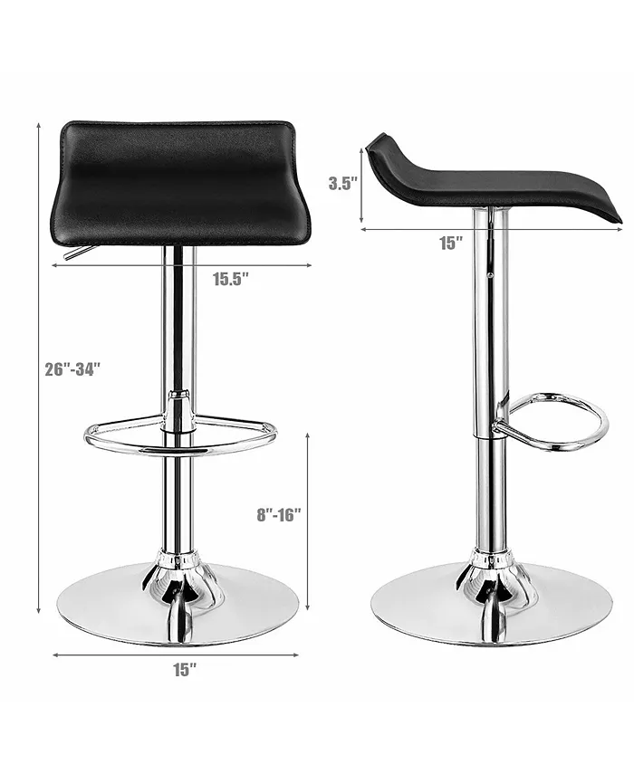 Costway Set of 2 Swivel Bar Stool PU Leather Adjustable Bar Chair