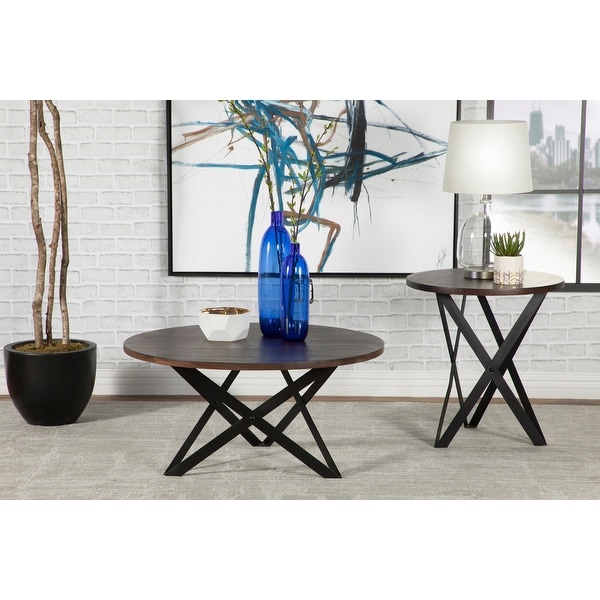 Coaster Furniture Zack Smokey Grey and Black Round End Table