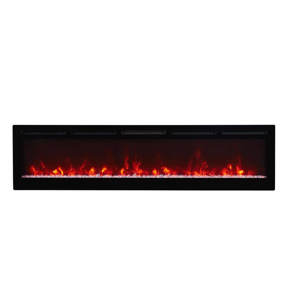 CASAINC 72 in. Wall Mount and Recessed Electric Fireplace in Black with Remote CA-WMX-RFP-72