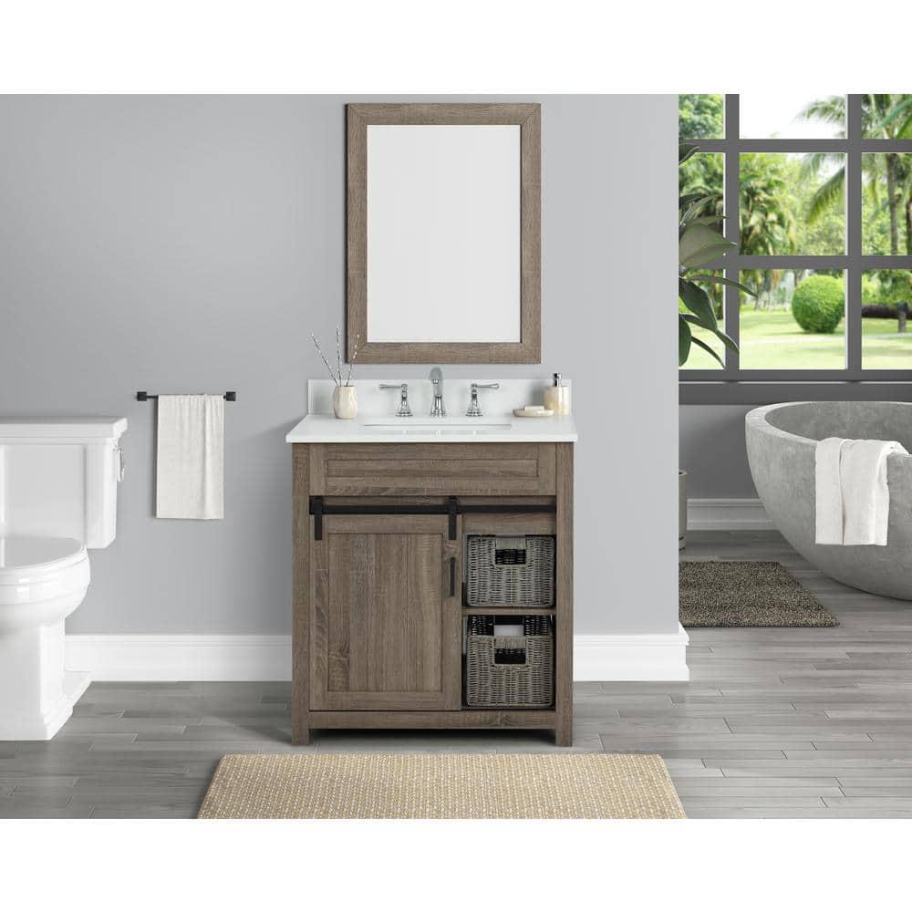 TILE amp TOP Farm Barn 30 inW x 21 in D x 3350 in H Bath Vanity Cabinet Only in Antique Brown