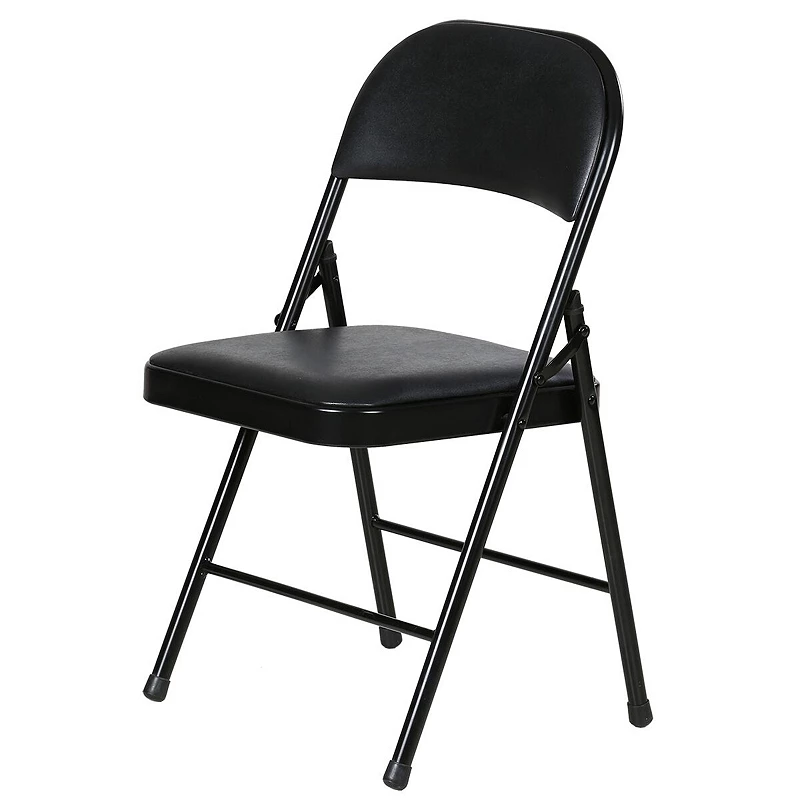 Plastic Development Group Indoor Metal Padded Vinyl Folding Chair， Black (4Pack)