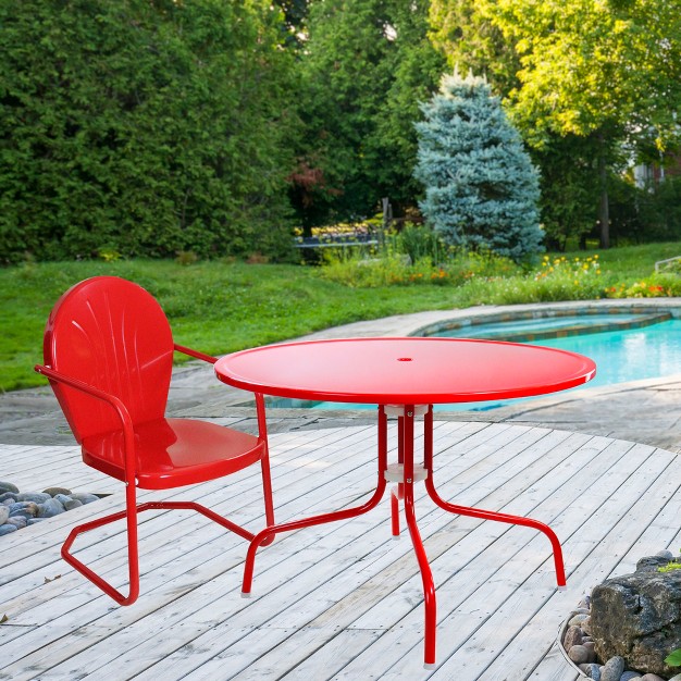 Northlight 39 25 inch Outdoor Retro Metal Tulip Dining Table Red