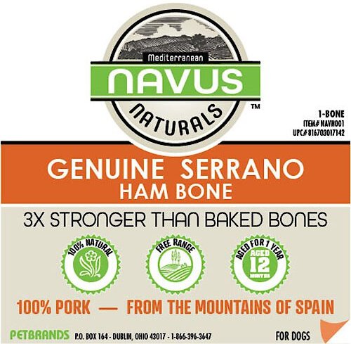 Navus Naturals Genuine Serrano Whole Serrano Ham Bone Dog Treat