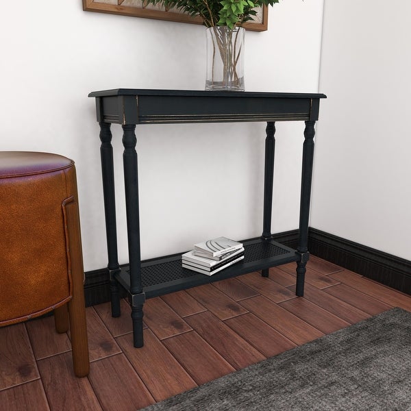 Black Wood French Country Farmhouse Traditional Console Table - 31 x 21 x 32