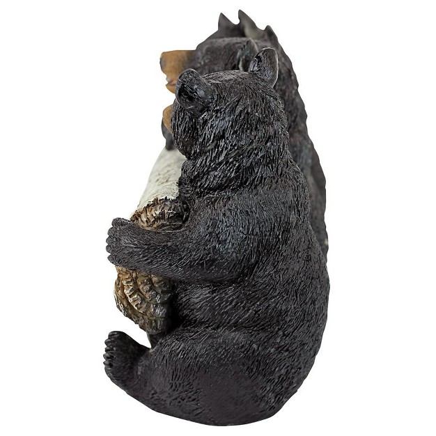 Design Toscano Black Bear Cubs Welcome Statue Multicolored