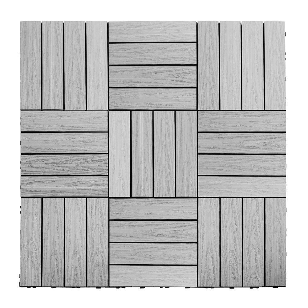 NewTechWood UltraShield Naturale 1 ft. x 1 ft. Quick Deck Outdoor Composite Deck Tile Sample in Icelandic Smoke White US-QD-ZX-SW-S