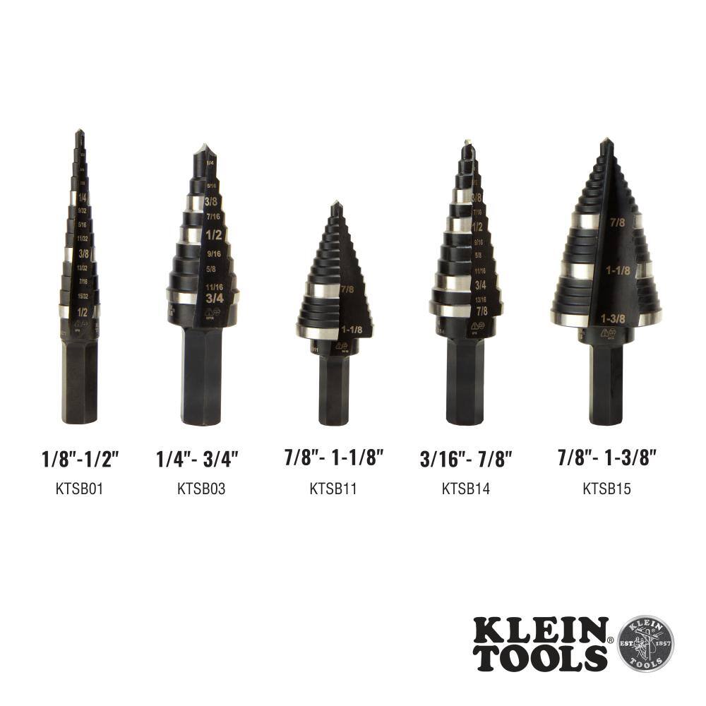 Klein Tools 3-Step Drill Bit Double-Fluted 78-Inch to 1-38-Inch KTSB15