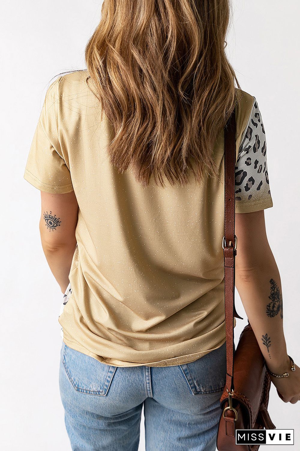 Khaki Retro Music City Graphic Leopard Bleached T-shirt