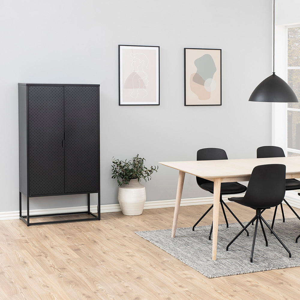 NEWTON Tall Sideboard Cabinet Unit 80cm - Black