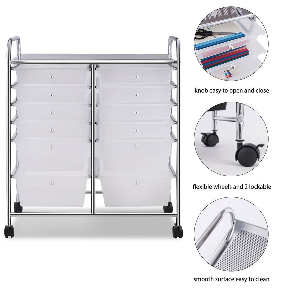 Costway 4-Tier Plastic 4-Wheeled Double Side Rolling Storage Cart in Clear HW56500CL