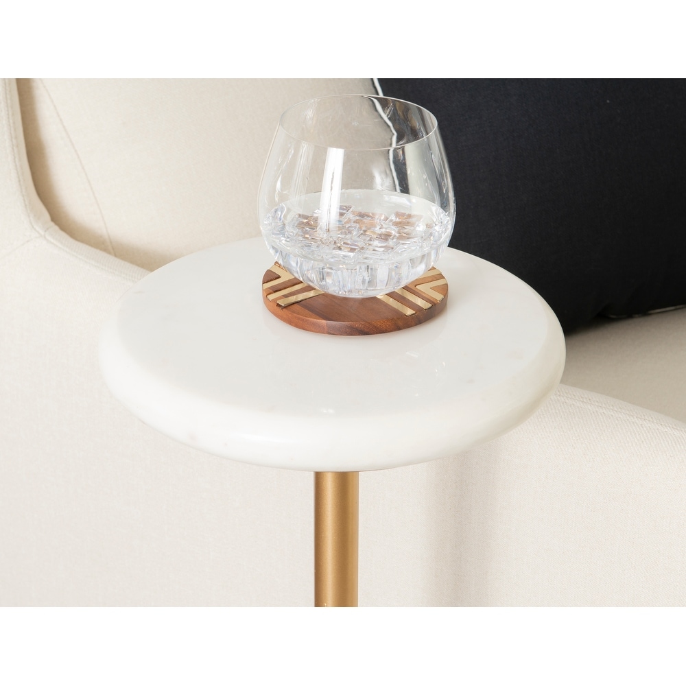 Emily White Marble Glam Drink End Table