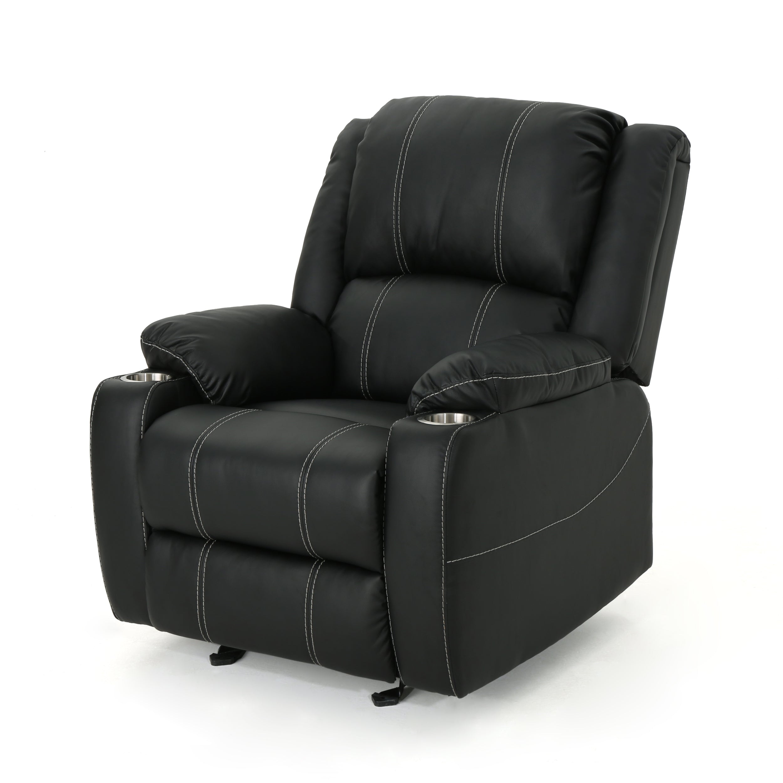 Sophia Traditional Leather Recliner with Steel Cup Holders