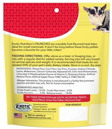 Exotic Nutrition Crunchez Apple and Banana Small Pet Treats， 2.5-oz bag