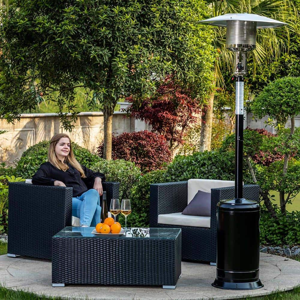 Sireck 47000 BTU Commercial Residential Rust Resistant Wheels Black Patio Heater ZZQ-THDJRQ1215Z