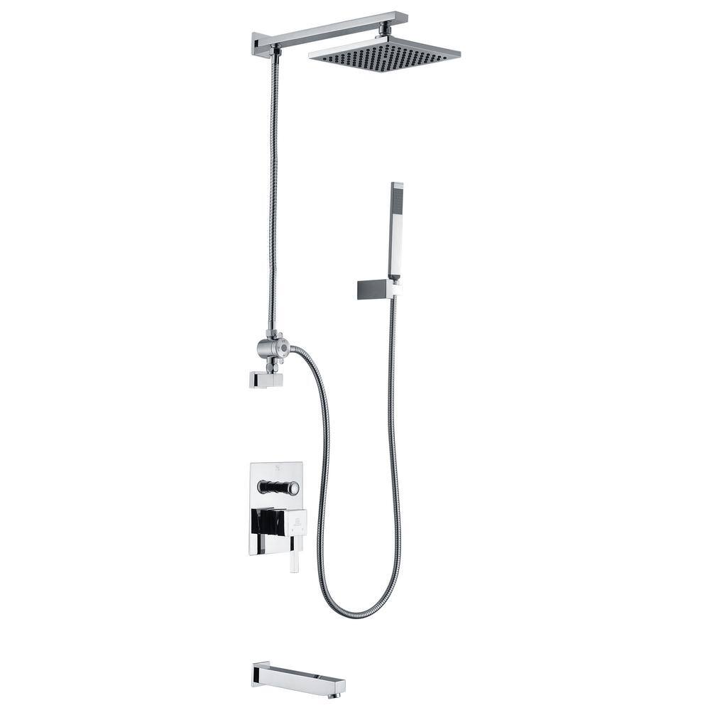 ANZZI Byne 1-Handle 1-Spray Tub and Shower Faucet with Sprayer Wand in Polished Chrome (Valve Included) SH-AZ013