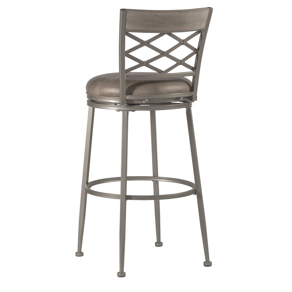 Hillsdale Furniture Hutchinson Pewter Metal Counter Height Swivel Stool   41.5H x 18W x 20DSeat Height: 26H