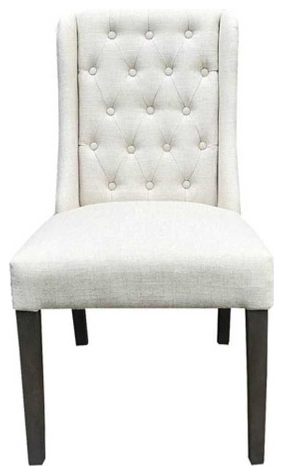 Monroe Transitional Tufted Side Dining Chairs  Linen  Set of 2   Transitional   Dining Chairs   by Bill Grace  Houzz