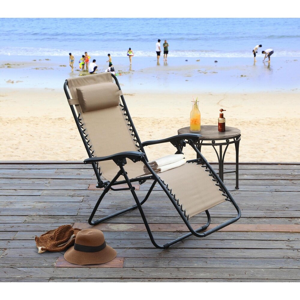 Zero Gravity Lounge Chairs Set of 2  Outdoor Patio Camping Reclining Lawn Chairs with Armrest  Headrest