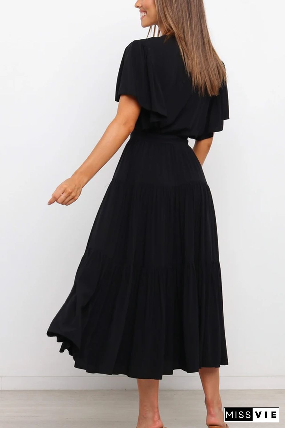 KarliDress Solid Ruffles Belted Maxi Dress P12790