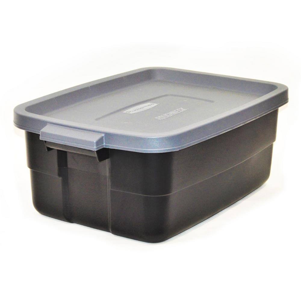 Rubbermaid Roughneck 10-Gal. Storage Tote Container in Black (6-Pack) RMRT100019-6pack