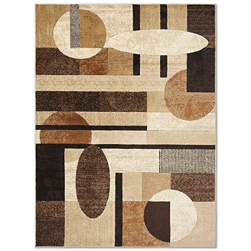 Home Dynamix Tribeca Jasmine Contemporary Geometric Area Rug，Brown/Beige， 39 x55