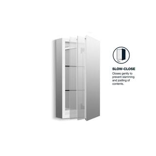 KOHLER 15 in. x 26 in. Aluminum Recessed or Surface Mount Soft Close Medicine Cabinet with Mirror in White Powder-Coat K-R79215-CA1